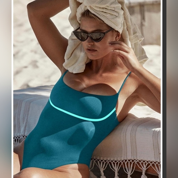 Jolefille Womens Teal One-Piece Swimsuit With Tummy Control And Push  Up Bra - Picture 3 of 3